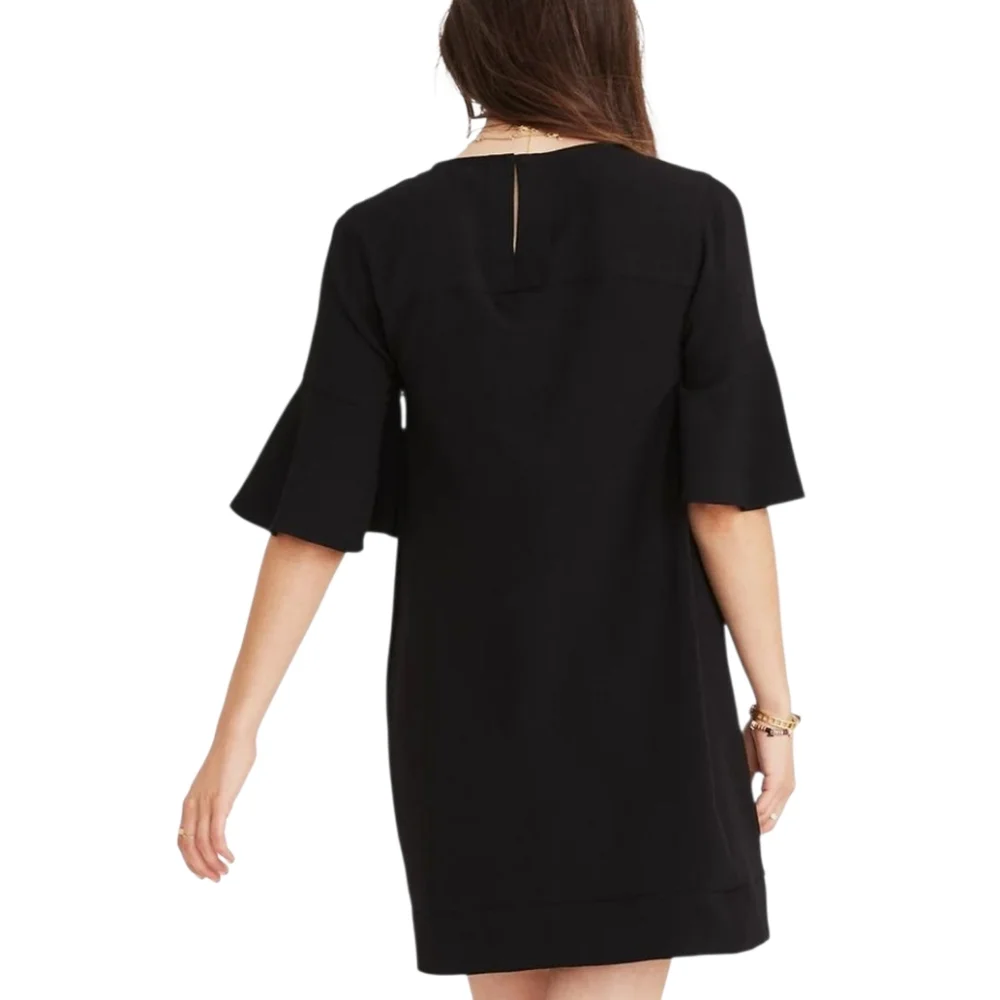 Madewell Flutter-Sleeve Mini Dress True Black Sz L - Picture 2 of 14